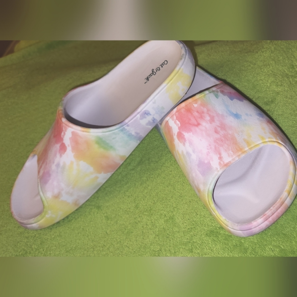 Wilder Slip-On Slides "Cat & Jack" -tye dye multi color size 2